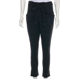 Black Isabel Marant pants with dual seam pockets, frayed hems and tie closure